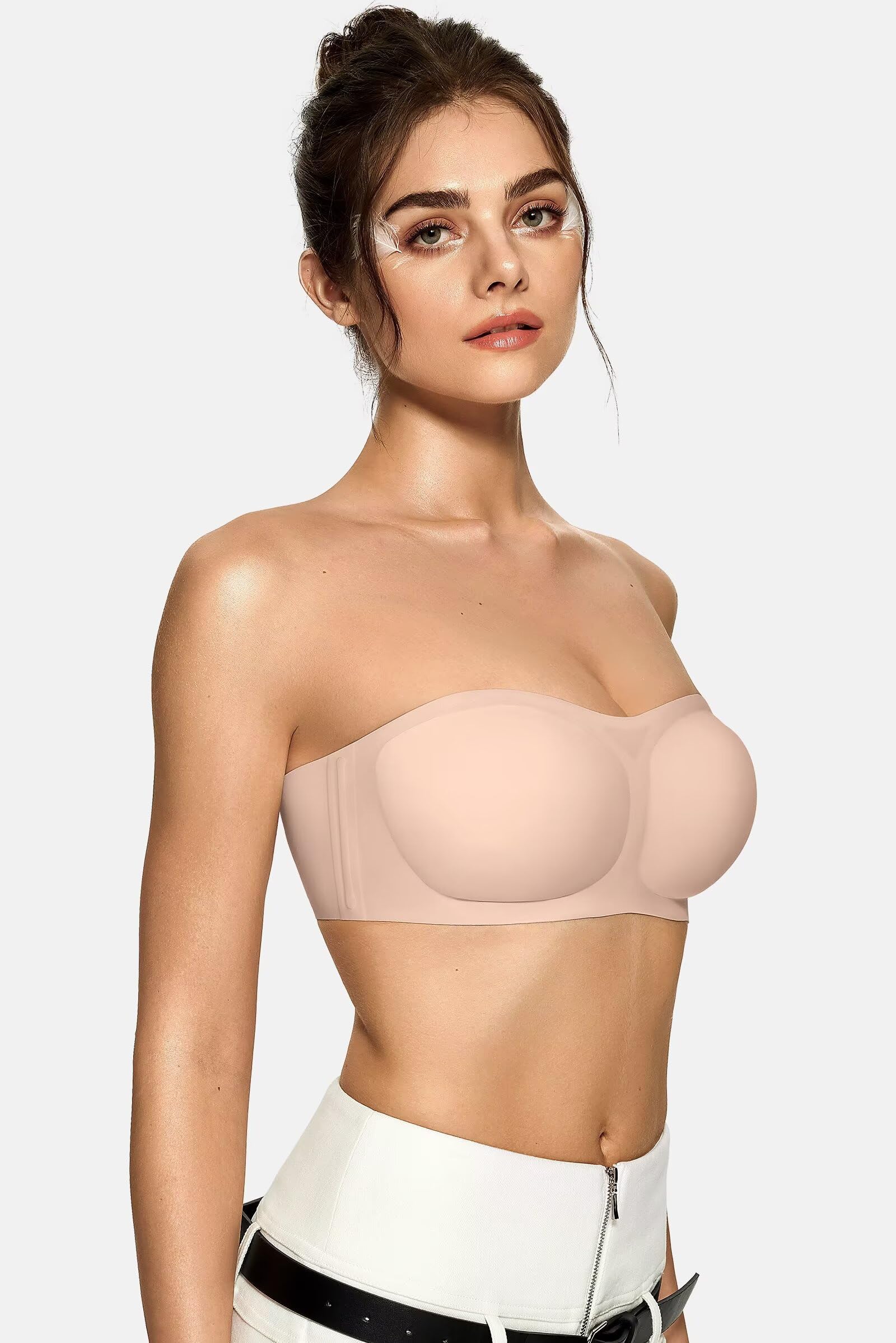 Vertvie Reggiseno senza spalline senza spalline senza cuciture imbottito reggiseno a fascia antiscivolo in silicone top push up convertibile bralette