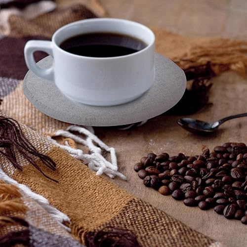 Miniatura 5 de Yaomiao 6 posavasos redondos absorbentes de tierra de diatomeas con soporte, aislamiento antideslizante, sin olor, gris, para plantas, con estante