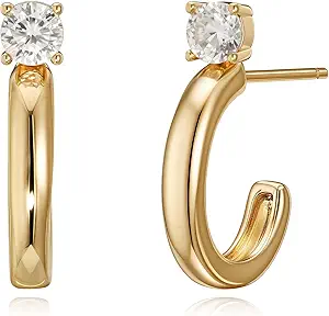 FETTERO Gold Hoop Earrings for Women, 14K Gold Plated Open C Shape Hoops Lightweight Chunky Gold Earrings, Hypoallergenic Gold Earrings for Women Ear Piercing Jewelry Gifts