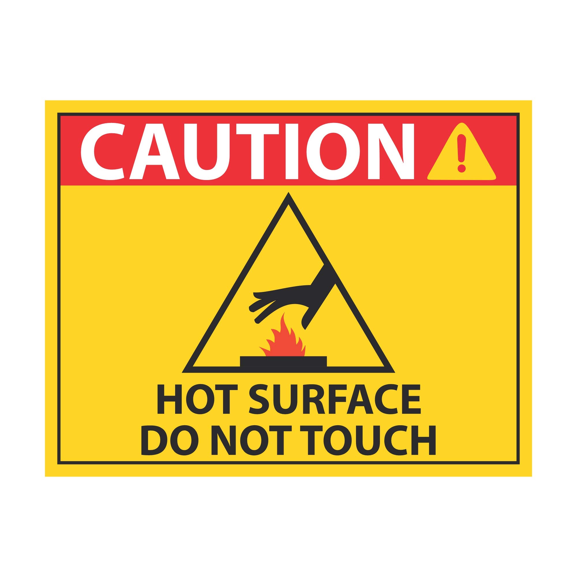 Caution Hot Surface Do Not Touch Stickers Self Adhesive Vinyl Pack of 8 Pcs Size 5.5 Inch X 4.25 Inch* Multicolour