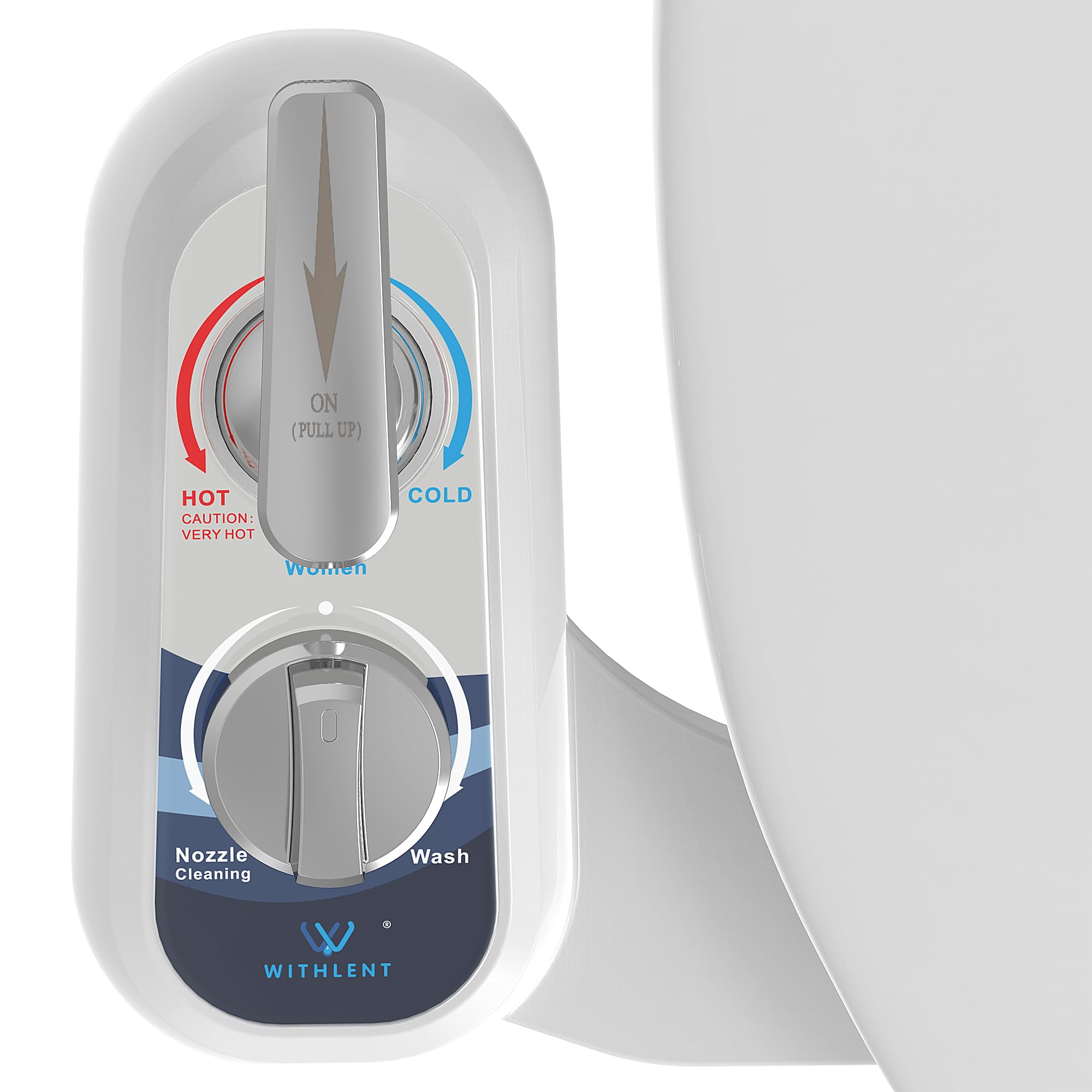 Bidet Aufsatz für Toilette Links, Cold/Heiß Water Bidet Dusch-WC, selbstreinigend, zwei Düsen (Front- und Rückseite), linksseitig, nicht elektrischer Warmwasser
