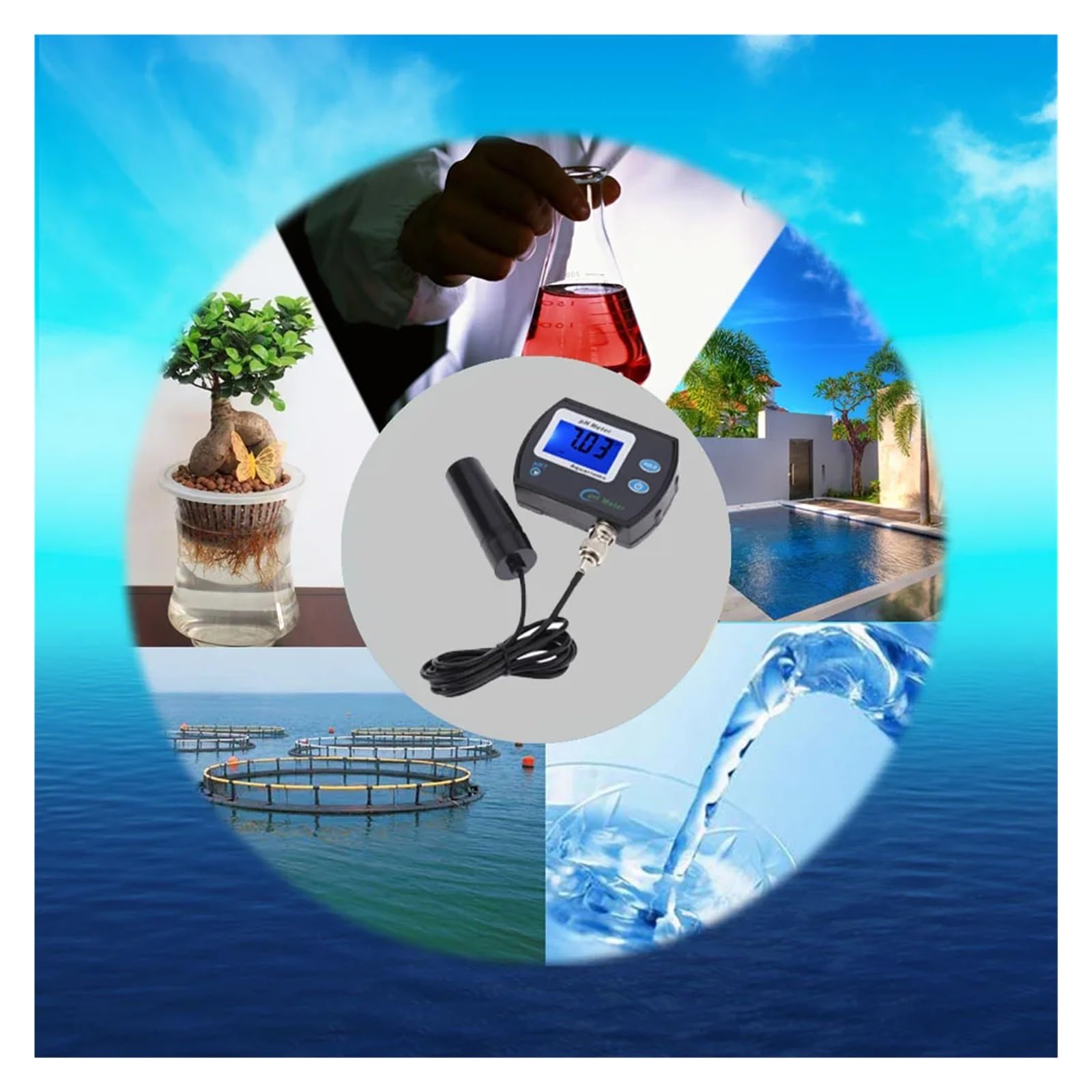 Tester per Acqua Mini Misuratore PH Digitale for Acquario Piscina Meter Tester Analizzatore di Monitoraggio della qualità Acqua con Precisione 0,1 Display LCD Multiuso Accurato Facile