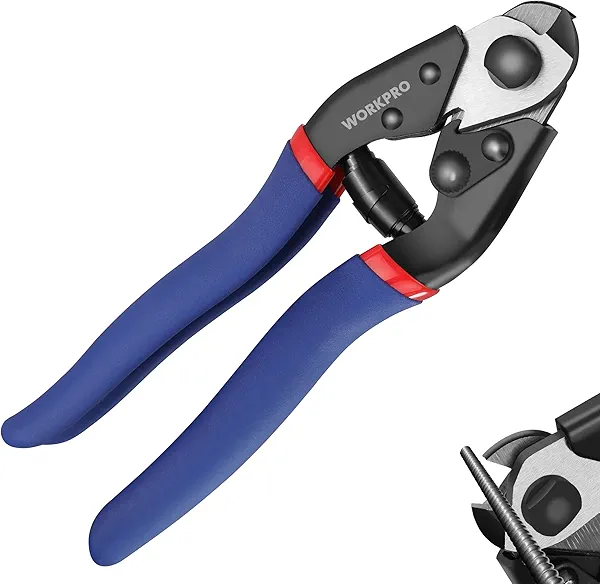 WORKPRO Cable Cutter, 7-1/2 Inch Heavy Duty Wire Rope Cutter, Chrome Vanadium Steel Jaw, For Hard Wire Ropes, Steel Wires And Aircraft Cables