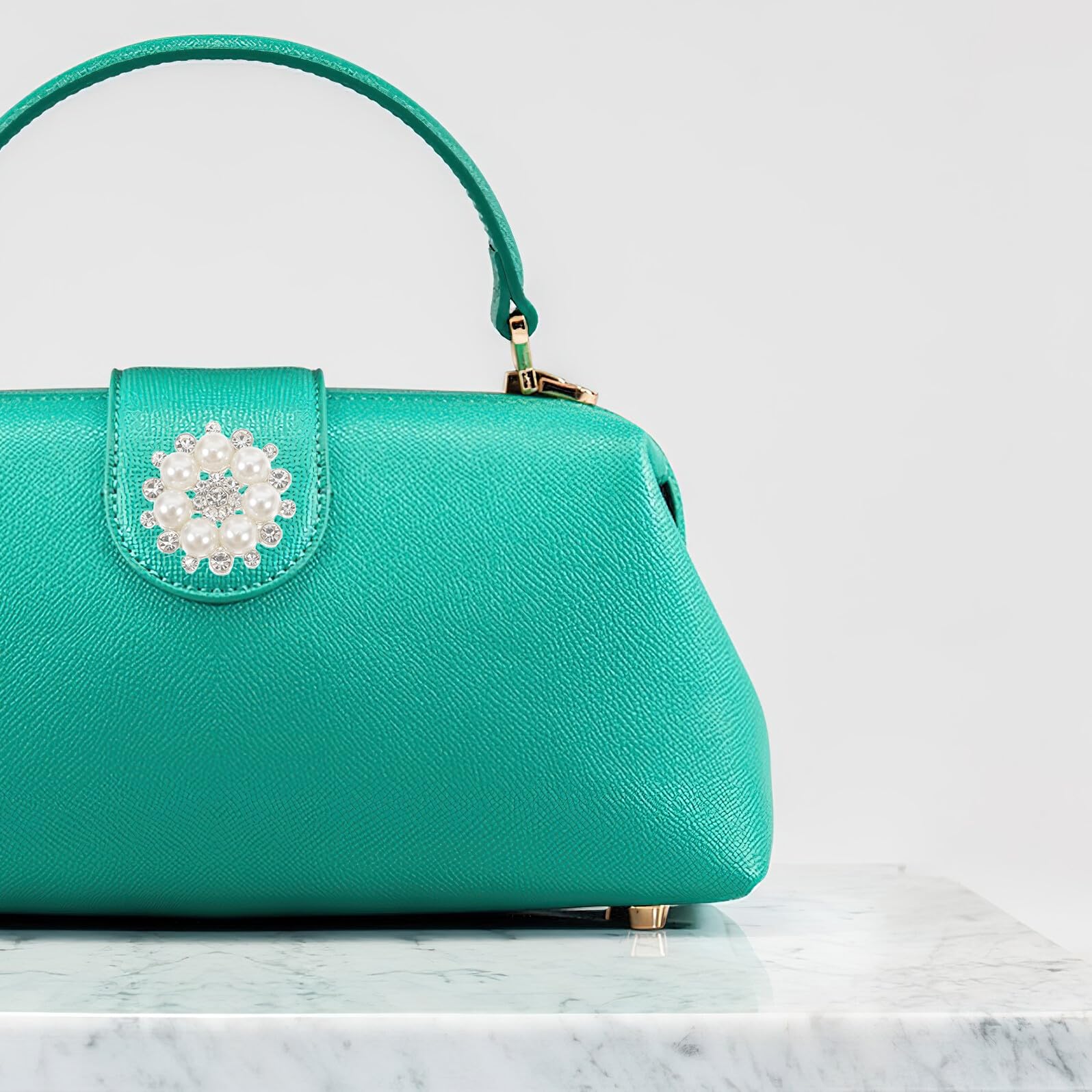 Bottoni Gioiello a Forma di Fiore Perla Artificiale e Strass, 10 Pezzi Argento in Acrilico e Lega, Brillanti per Decorazioni e Artigianato su Fascia o Indumento