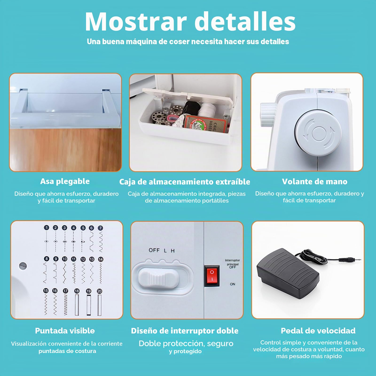 618 MáQuina De Coser PortáTil Con 20 Puntadas, 42 Piezas Kit De Costura Completo, 25 Piezas De Patchwork Y Portahilos, Mini Costura Electrica Para Principiantes Y Expertos