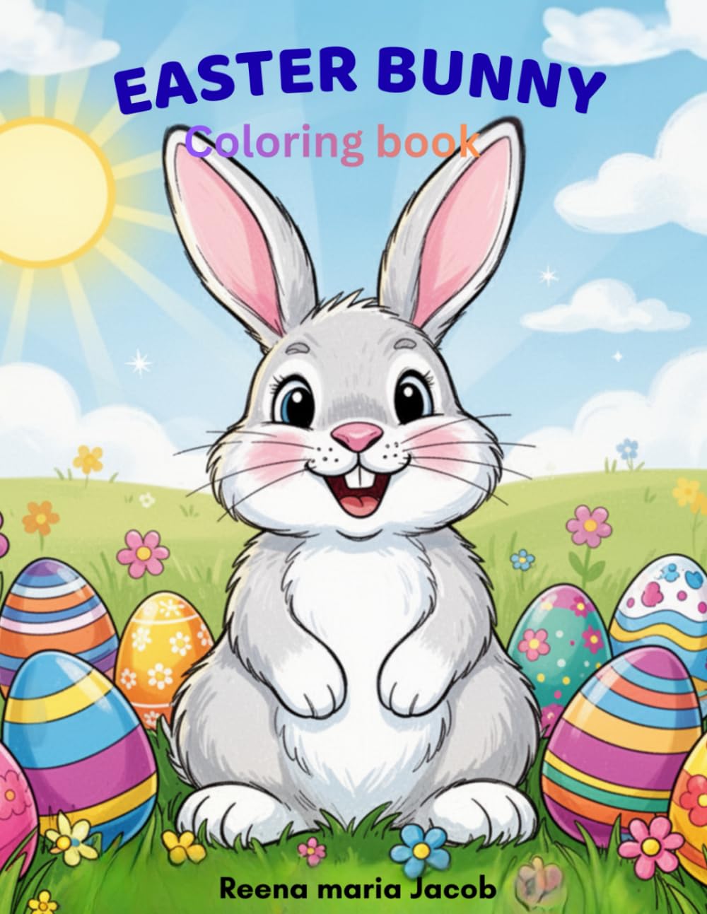 Easter Bunny Coloring book: Cute and easy black and white designs for toddlers and preschoolers