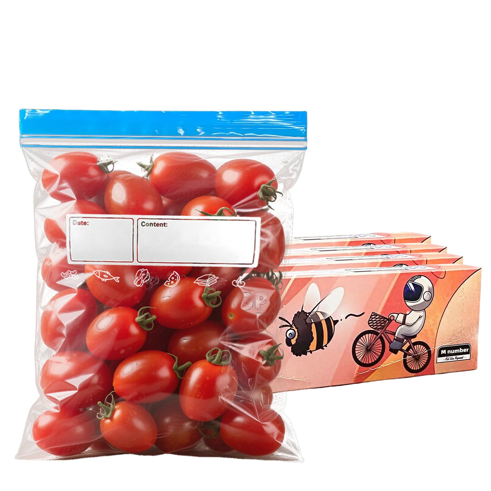 100 Pcs Freezer Bags Sandwich Zip Lock Bag BPA Free Reusable Food Storage Ziplock Bags for Meat Fruits Vegetables Grains Sandwich Nuts