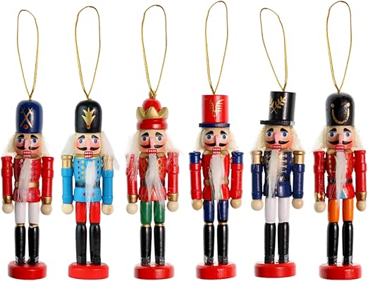 Ornativity Nutcrackers Hanging Ornament Figures - Christmas Mini Wooden King and Soldier Nutcracker