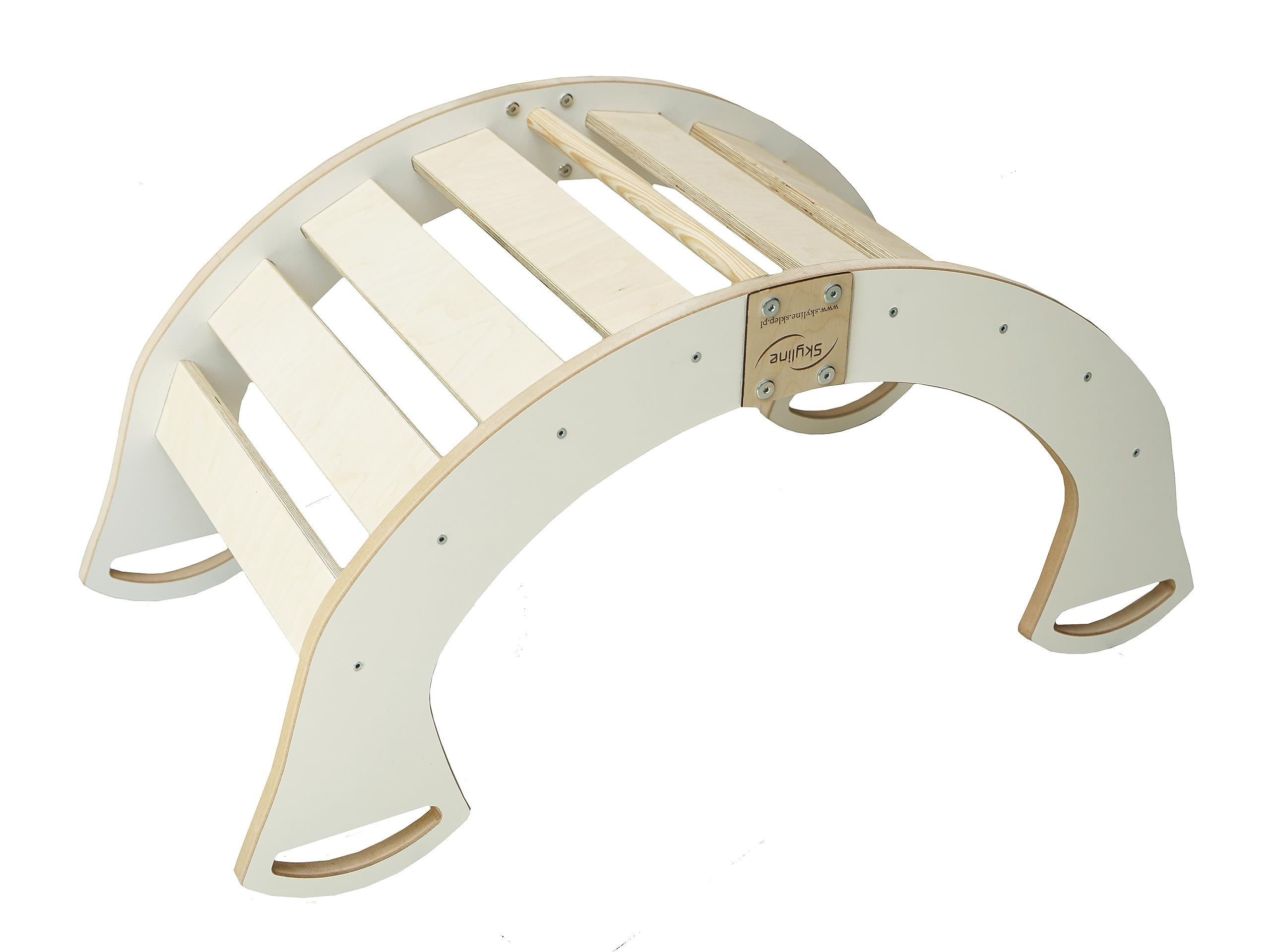 Skyline Altalene di equilibrio in legno tunnel gioco arco da arrampicata montessoriano per bambini fatto a mano dondolo montessori scivolo con altalena con cuscino M Bianco/Rosa