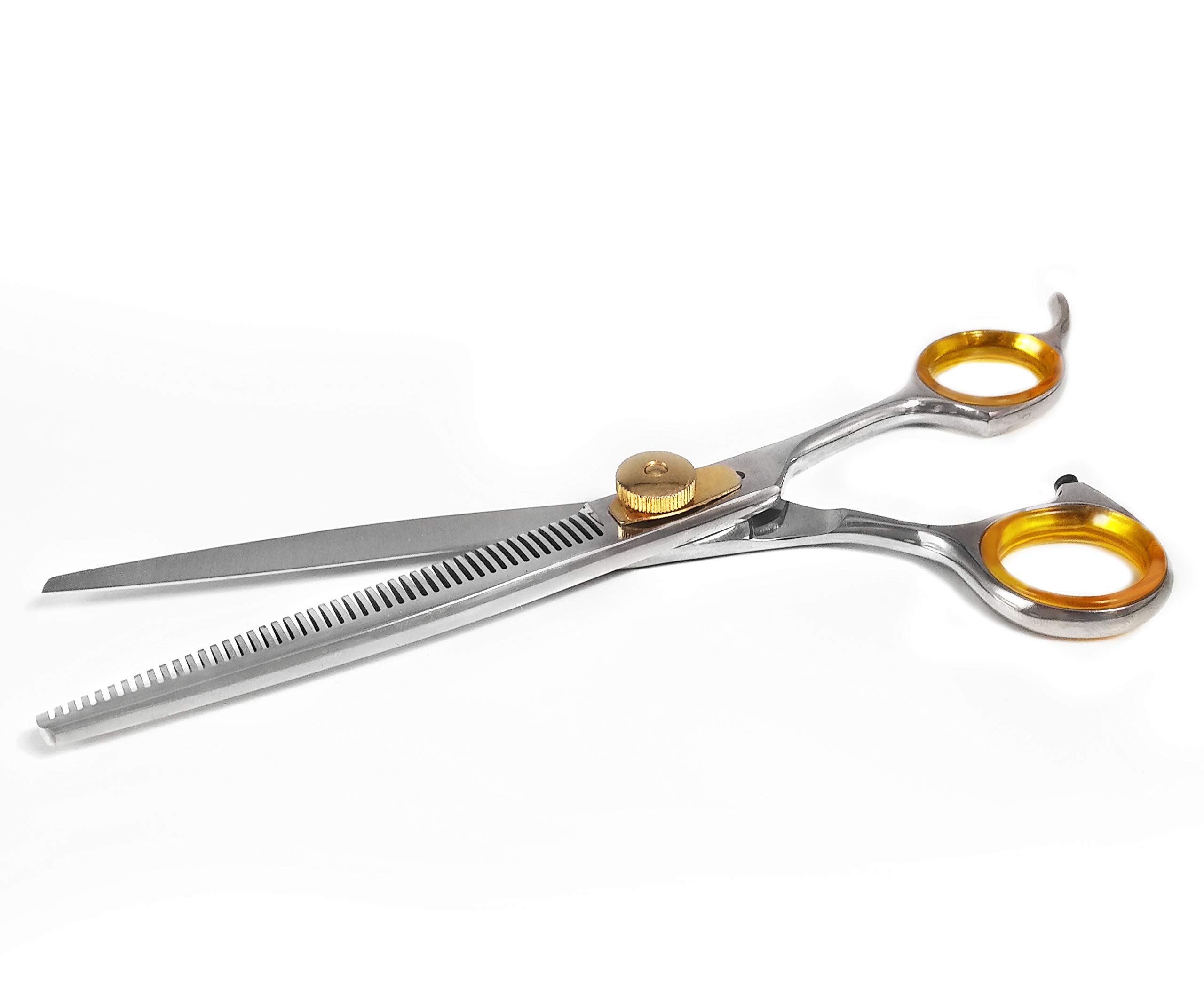 Sharf Ciseaux à effiler Gold Touch - 17,8 cm - 46 dents - Ciseaux de toilettage professionnels pour chien - Pointe fine - Ciseaux à effiler japonais en acier inoxydable 440 C