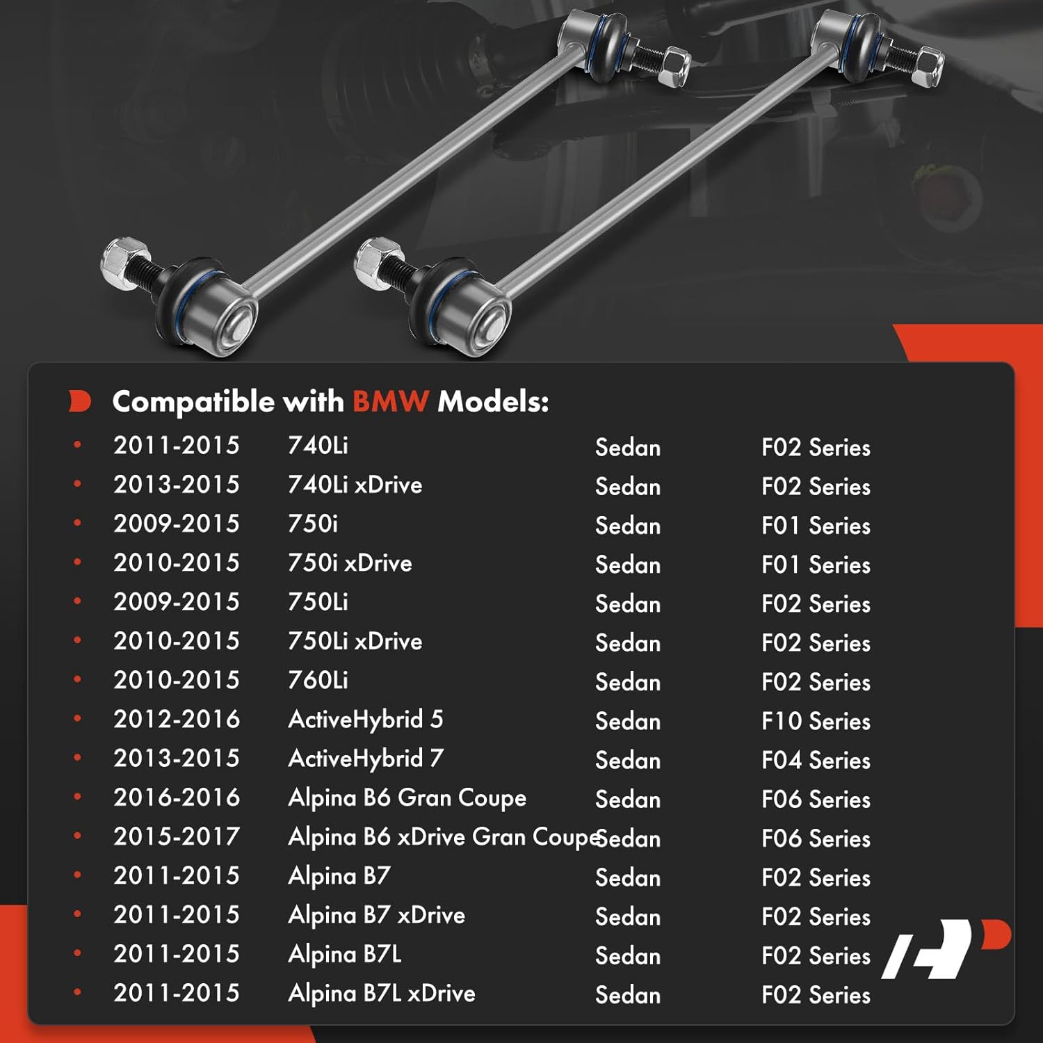 A-Premium 2 x Front Sway Bar Links Stabilizer Bar Links, Compatible with BMW 528i 535d 535i 550i (GT xDrive) & 740Ld 740Li 740i 750i 760Li 750Li (xDrive) & 640i 650i (xDrive Gran Coupe)