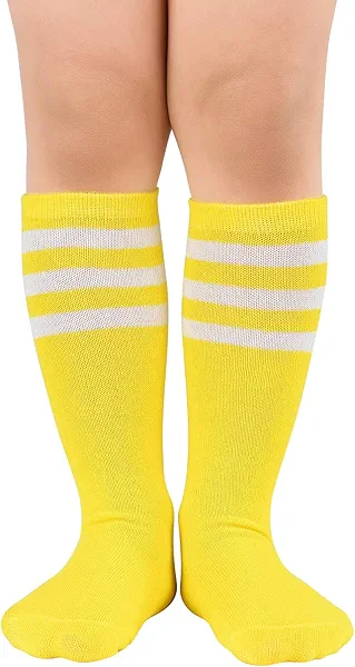Kids Child Athletic Socks Striped Knee High Tube Soccer Socks Baseball Softball Socks for Toddler Girls