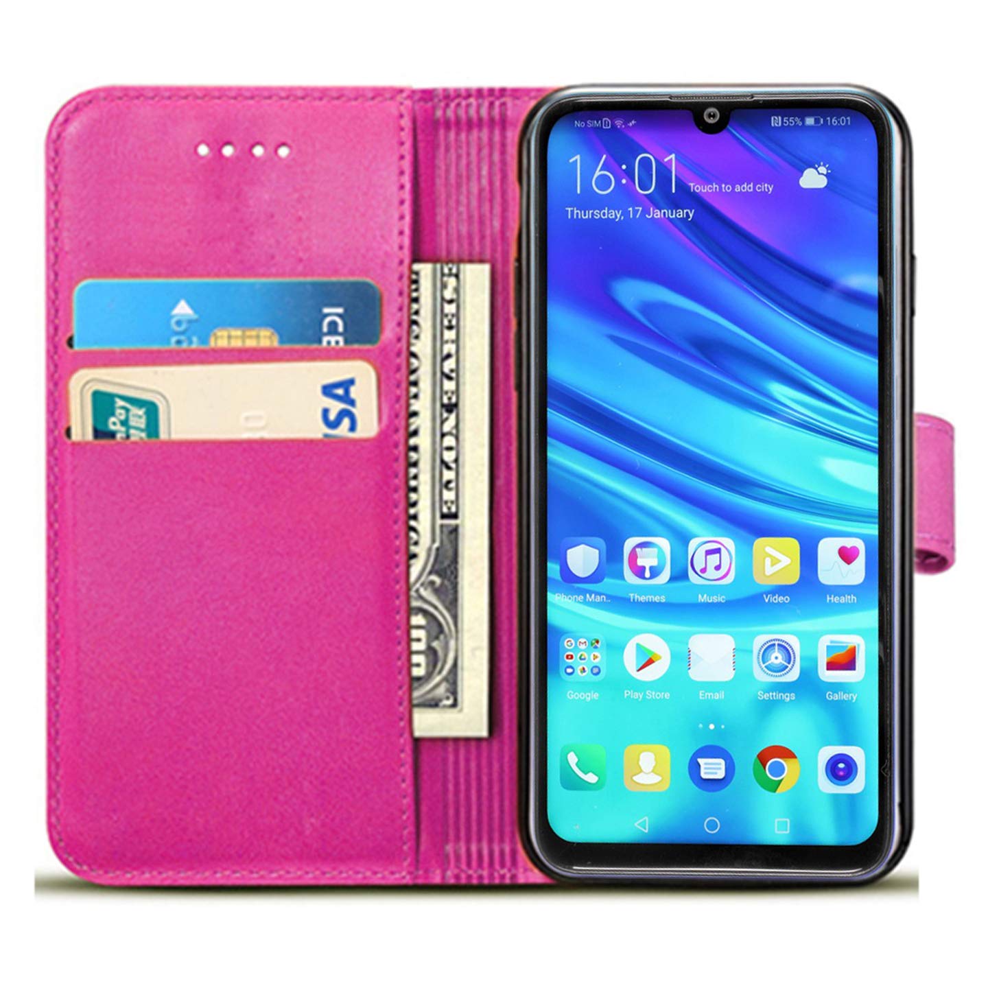 Asuwish Custodia A Portafoglio Con Cerniera Per Huawei P Smart 2019/Honor 10 Lite, Con Vetro Temperato, Tracolla E Cinturino - 2