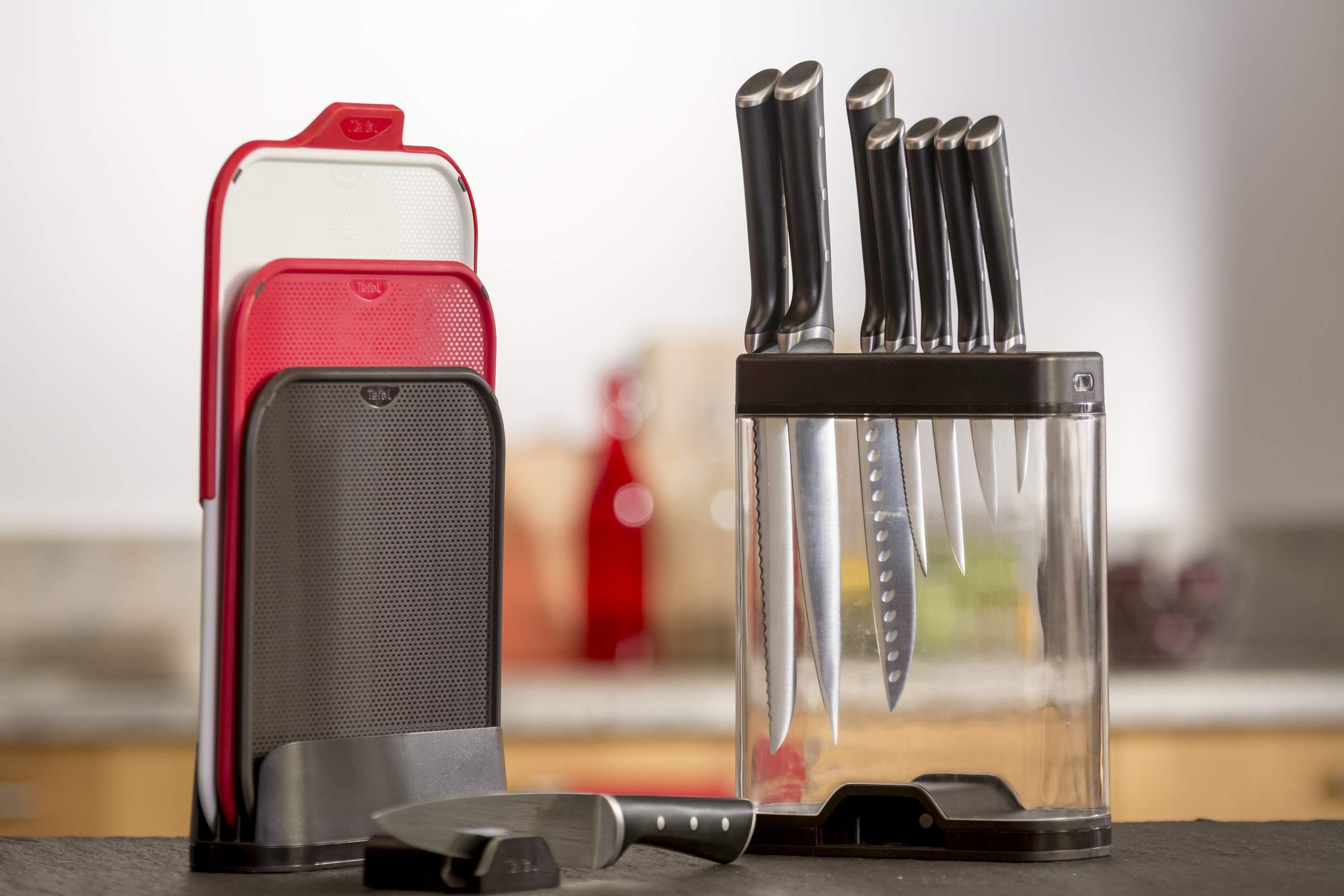 Tefal Ingenio Blok do noży premium z wbudowaną ostrzałką (noże sprzedawane oddzielnie), Ice Force K2350204