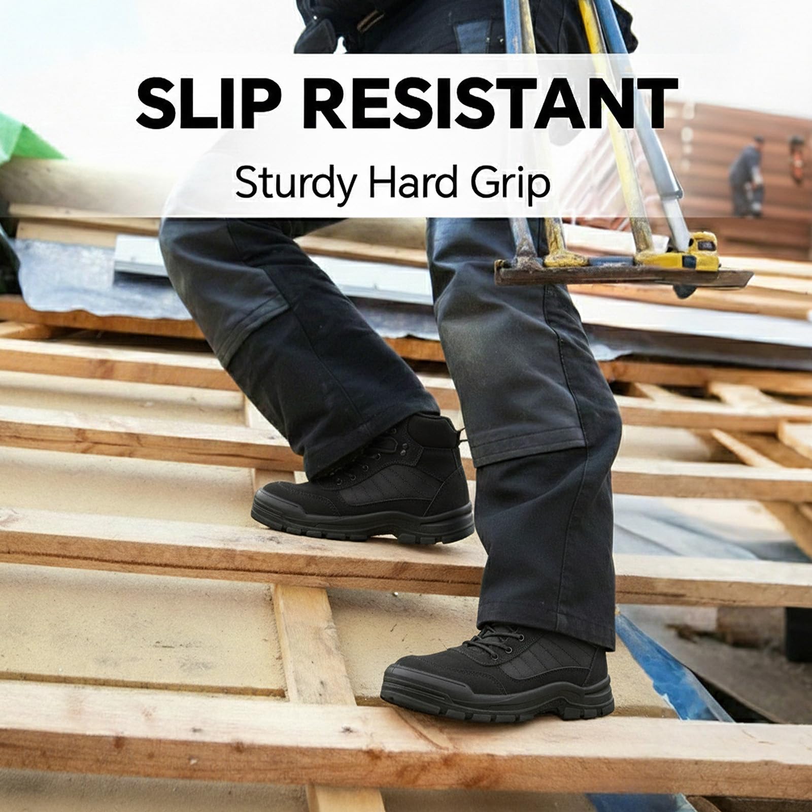 ANGRYRAM Steel Toe Boots for Men Women Lightweight Comfortable Steel Toe Shoes Puncture Proof Slip Resistant Construction Work Boots for Men Indestructible Safety Work Shoes - 5