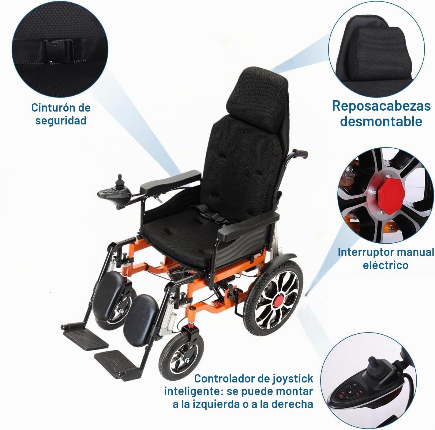 Silla de ruedas eléctrica plegable ligera Respaldo y piernas ajustables, J35