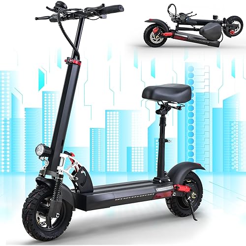 Electric Scooter for Adults, Foldable Electric Scooter Adults with Removable Seat, 600W/800W/1000W Motor, Speed 28/34 MPH & 15.5/25/50 Miles Range, UL Certified Commuting Scooter Dual Braking System
