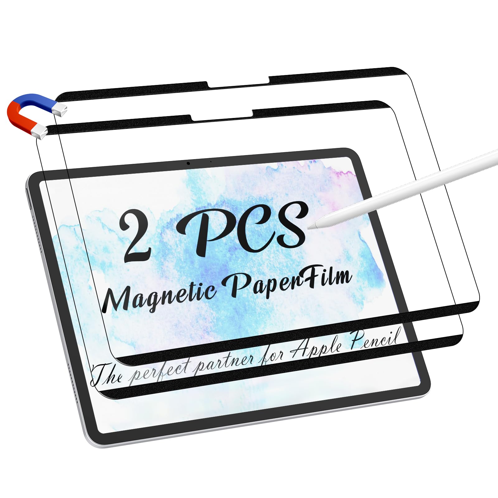 Peslv 2 Pack Magnetic Paperfilm for iPad Air 11 Inch 2024/2025 (M2/M3, 6th/7th Gen), Feel Like Writing Drawing On Paper, Matte Removable Anti Glare