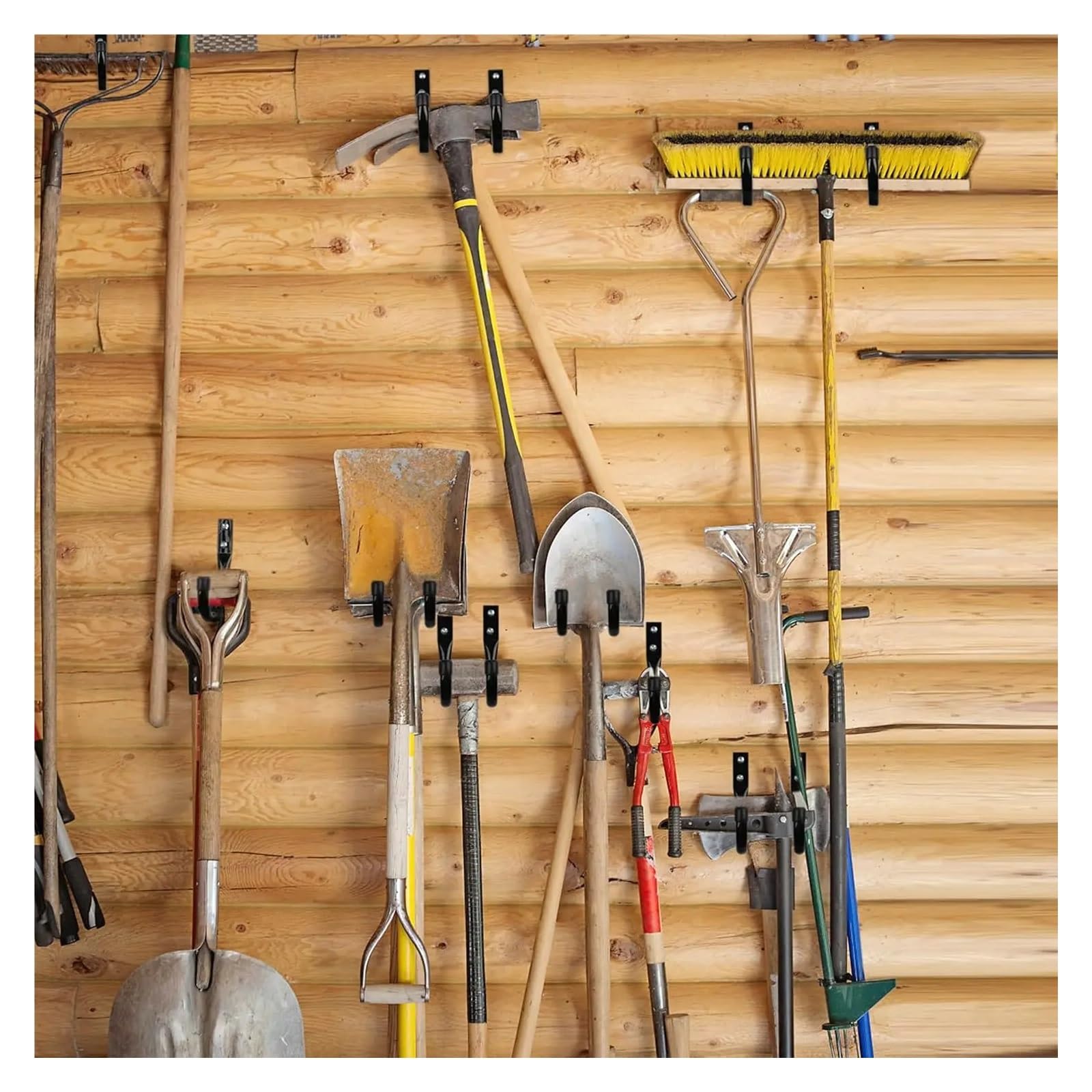 J Haken Robuste Garagenhaken for Aufhängen, große Garagenaufbewahrungshaken for Verlängerungskabel, Werkzeugkabel, schwarze, praktische Wandhaken mit Dübeln und Schrauben(Black-10Pcs)