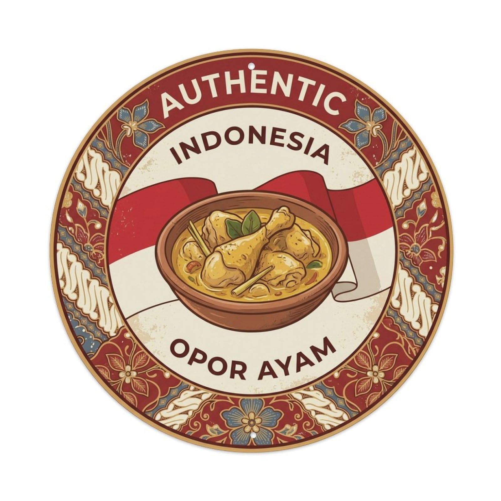 Olhnbad Style Indonesia Opor Ayam Travel Chicken Stew Cuisine Metal Tin Sign