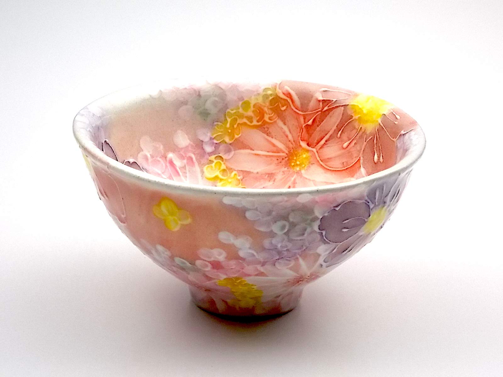 Amazon | 工房ゆずりは 紅彩花間取 飯碗 (ご飯茶碗) 手造り 手描き