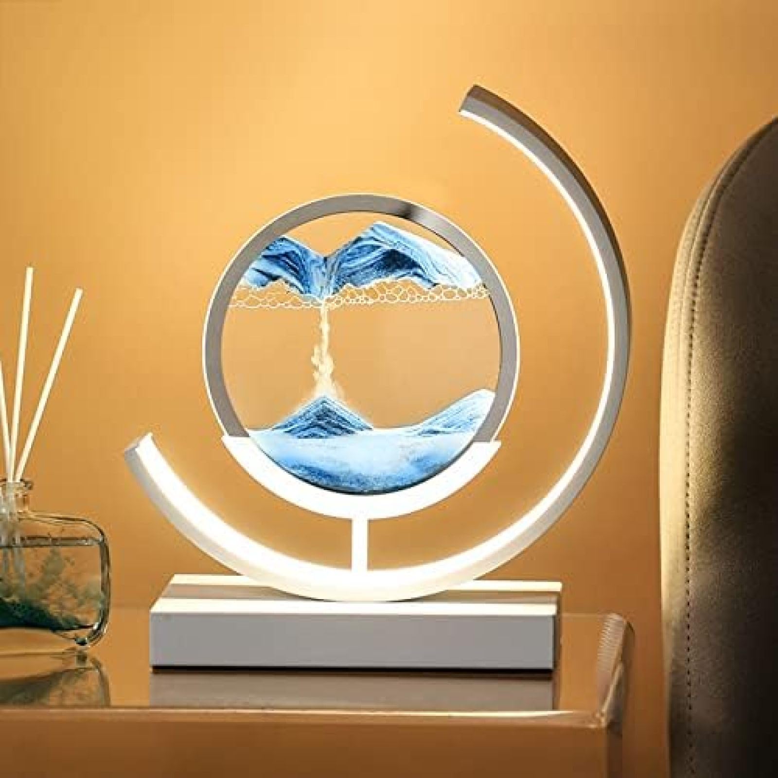 Piaski Czasu Lampa 3D Sand Art Płynny Ruch, Sztuka Kinetyczna Ruchome Piaski Malowanie Światłem LED 3D Deep Sea Sandscape In Motion Display Płynąca Ramka Z Piasku Dla Nauczycieli Dzieci Home Offic