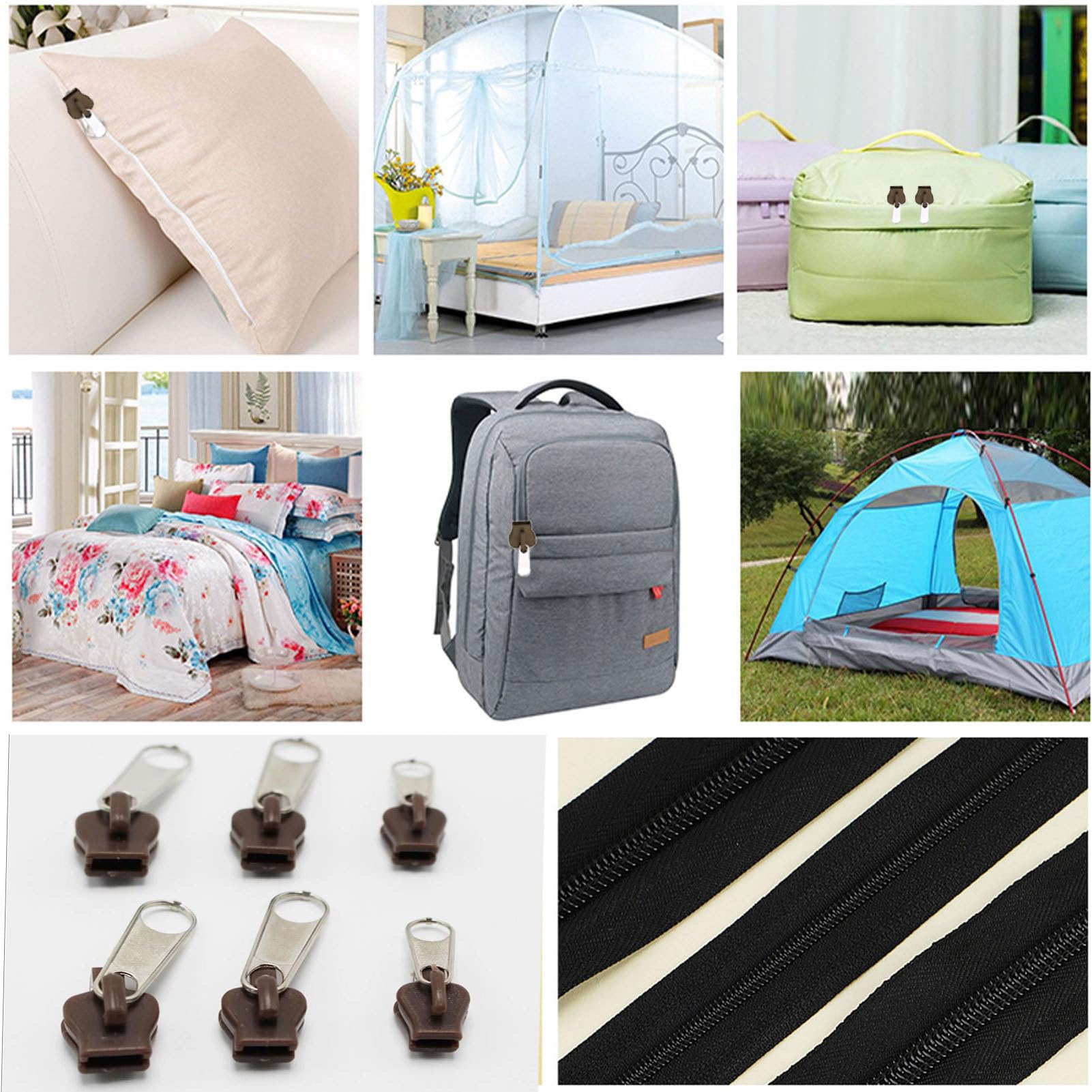 Kit Per La Riparazione Delle Cerniere 6 Pezzi di Forniture per Cucito | Pomelli e Testine di Cerniera per Lavori Artigianali Cappotti Giacca Valigie Zaini Tende