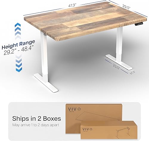 Vista 884 de VIVO DESK-KIT-1W6G - Escritorio eléctrico de pie de 60 x 24 pulgadas, ajuste de altura de memoria, serie 1B, parte superior de nogal oscuro de una