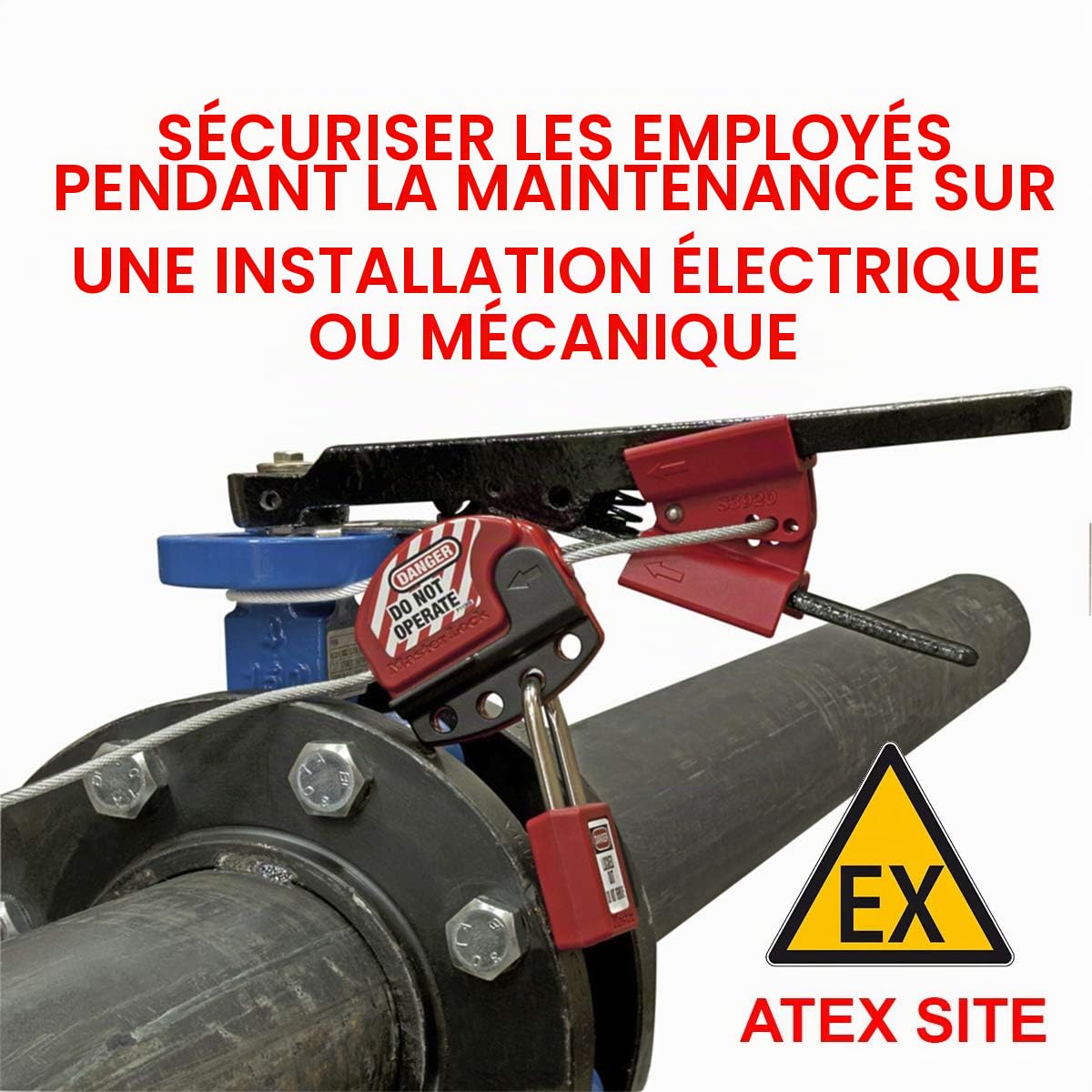 MASTER LOCK Câble de Consignation Réglable [60 cm de Long] [4 mm de Diamètre] - Sécurité, Condamnation - S806CBL2