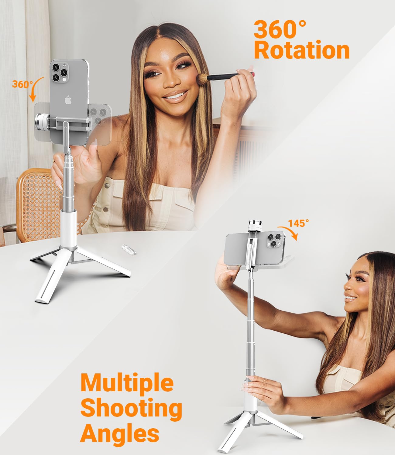 KraftGeek 33" Selfie Stick Tripod for iPhone and Android, Wireless Remote, Extendable Phone Tripod Stand, 1/4" Screw Mount for Light/GoPro, Anti-Shake Premium Portable Travel Tripod Cell Phone Stand