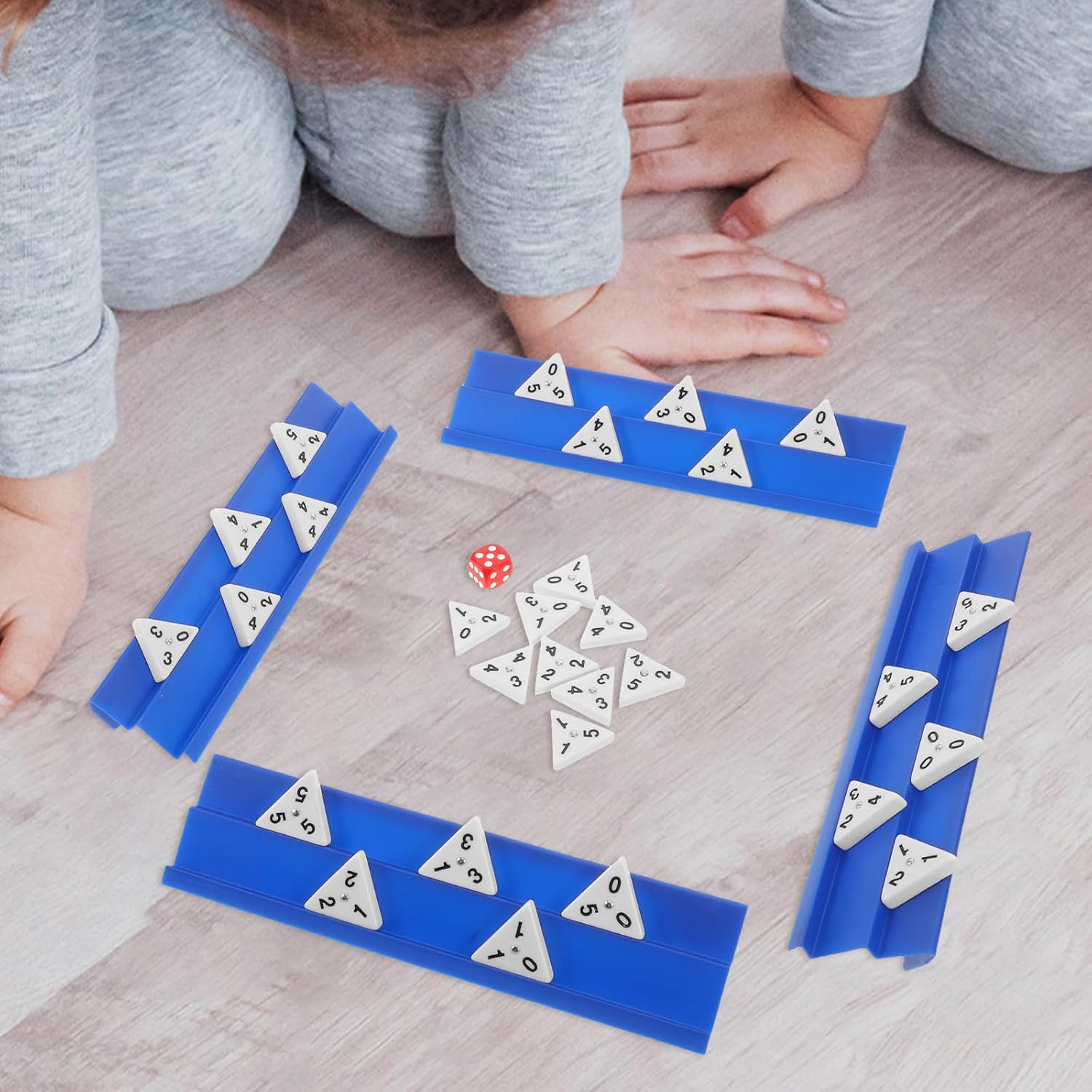 1 Set Triangle Domino Set - Family Tile Game for Strategy Travel Board Game - Number Tile Dominoes with Case/Holder/Drawstring Bag/Dice for Party Holiday