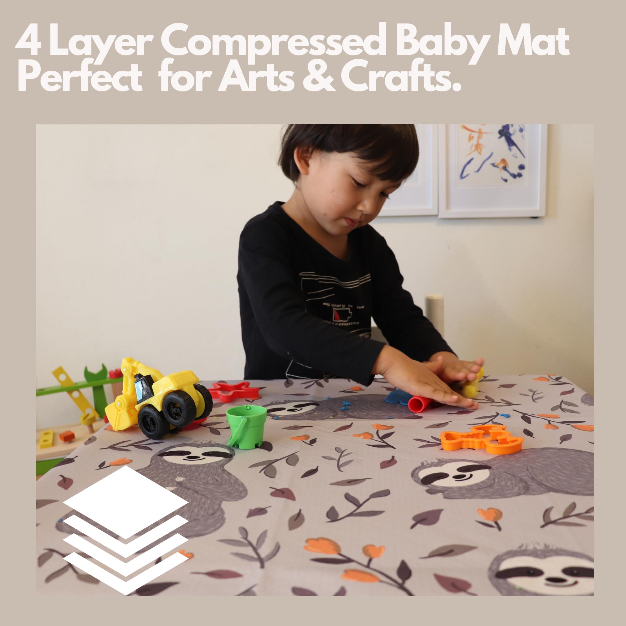 Splat Mat for Baby – Under High Chair Floor Mat Protects Wood, Vinyl and Carpet from Spills – Waterproof 4 Layer Baby Mat with Anti-Skid Backing Deters Bunching and Sliding (51” x 51”)