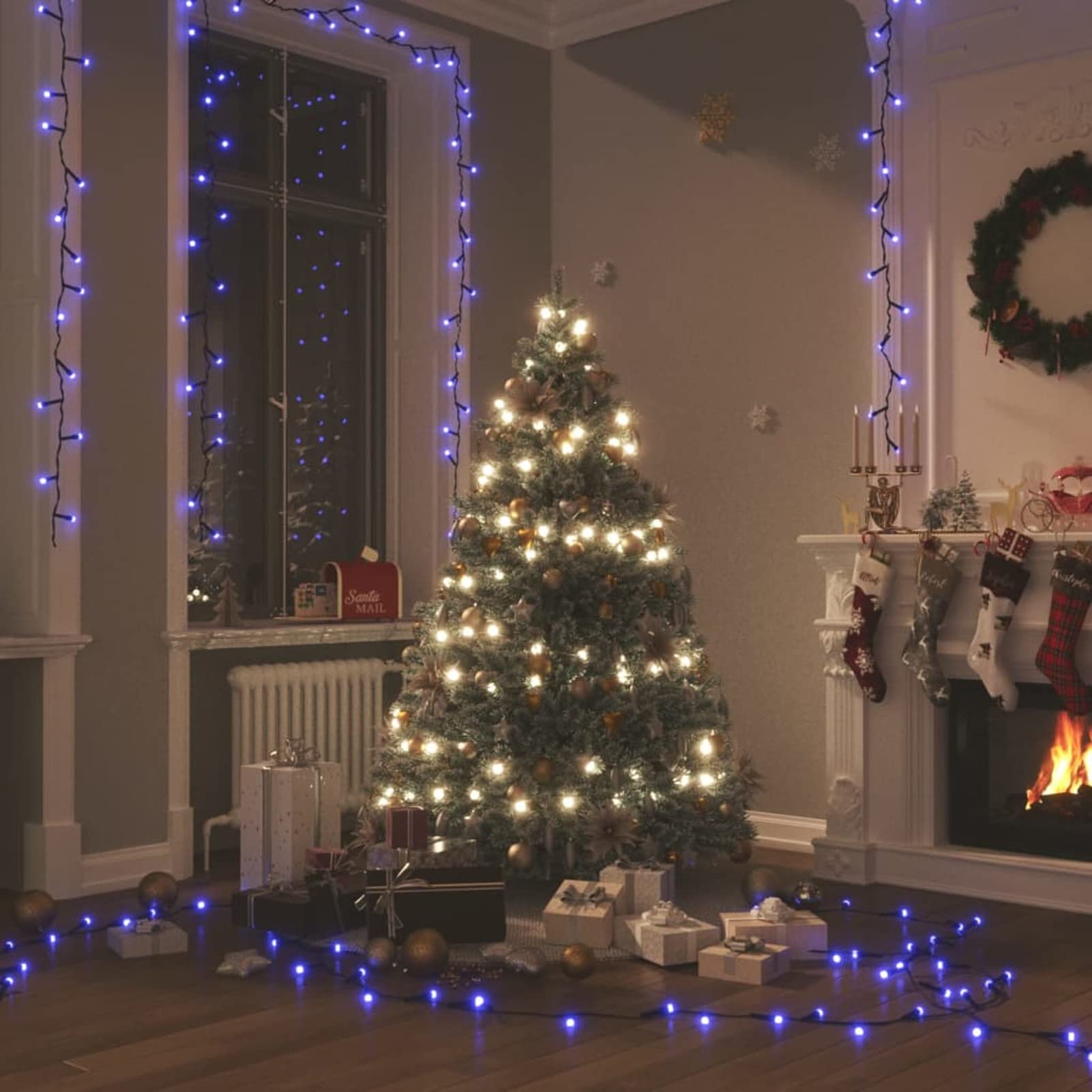 Taśma świetlna z 2000 niebieskimi diodami LED PVC 200 m, zewnętrzne lampki choinkowe, lampki do pomieszczeń, dekoracyjne światła do pokoju, dekoracje świąteczne do domu, wróżki