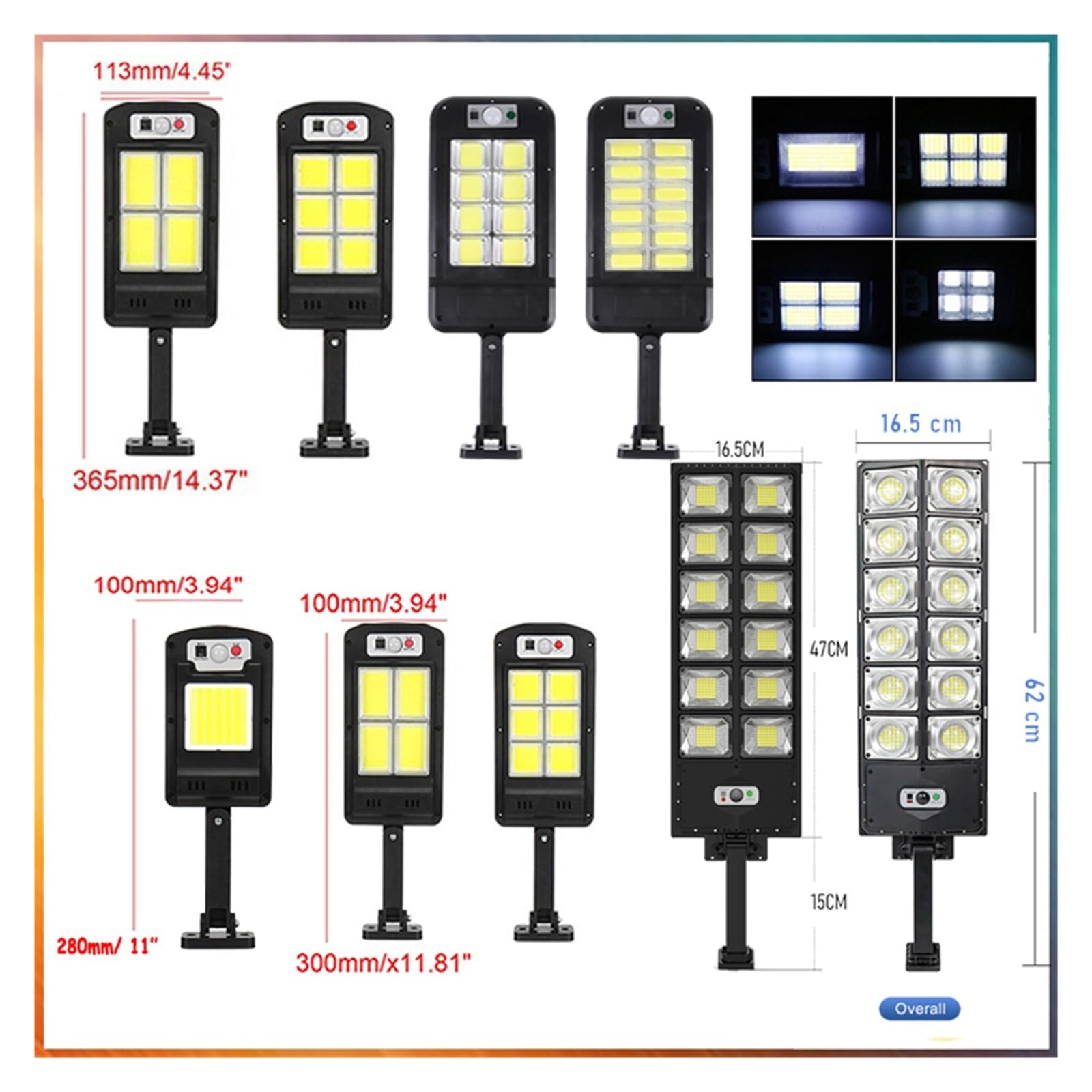 Lampy Solarne Zewnątrz, Solar Street Lights Outdoor Solar Flood Light z 3 trybami światła Zdalne sterowanie Wodoodporne oświetlenie z czujnikiem ruchu do ścieżki ogrodowej Patio,Do ogrodu, ulicy, wer