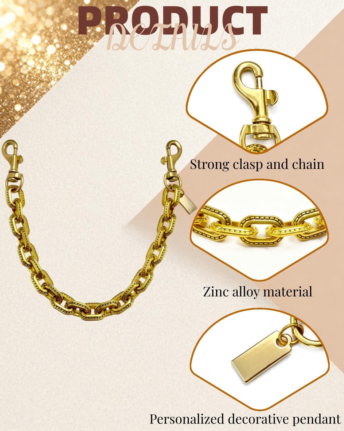 Bag Charms Purse Charm Chain for Handbags,Wallet Pants Belt Purse Extender Chain,Tote Bag Accessories for Women - Image 4