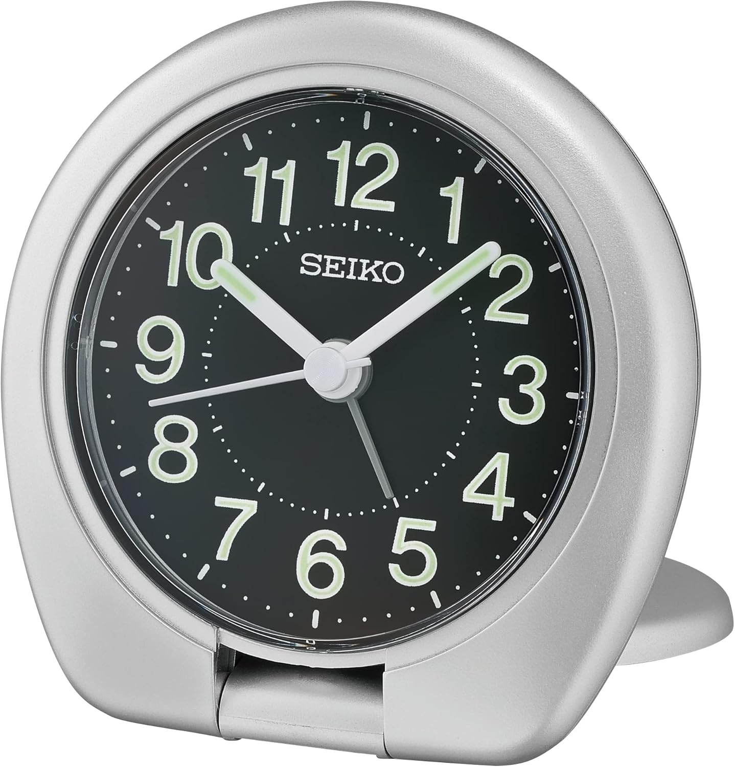 SEIKO Sakai Travel Bedroom Alarm Clock, Black/Metallic Silver