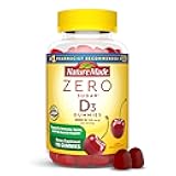 Nature Made Zero Sugar Vitamin D3 Gummies 2000 IU (50 mcg) Per Serving, Bone & Immune Support, Aspartame Free, 110 Vitamin D Gummies, 55 Day Supply
