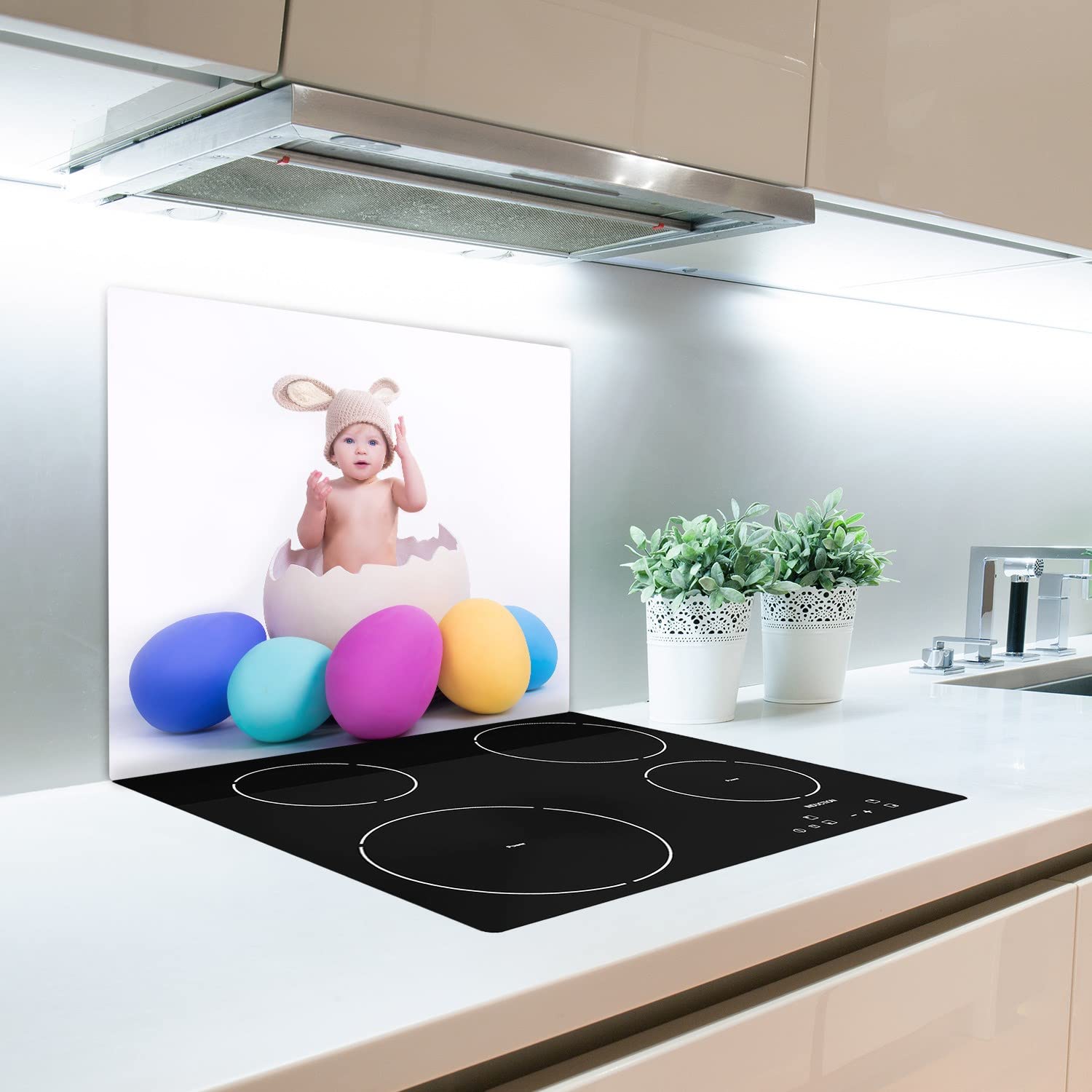 Decormat Schneidebretter Spritzschutz Küche Schutzbrett Gehärtetes Glas Herdabdeckplatte 60x52 cm - Ostern
