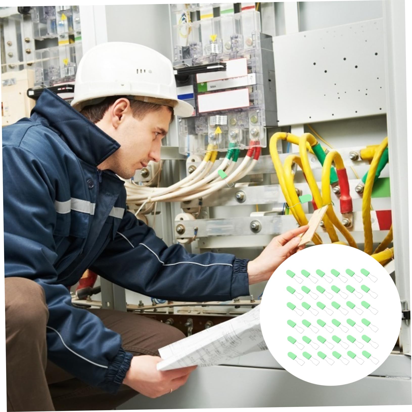 Gatuida Tamper Evident Stickers 100pcs Plastic Tags Padlock Data Cable Organizers Wire Organizer Safety Seal