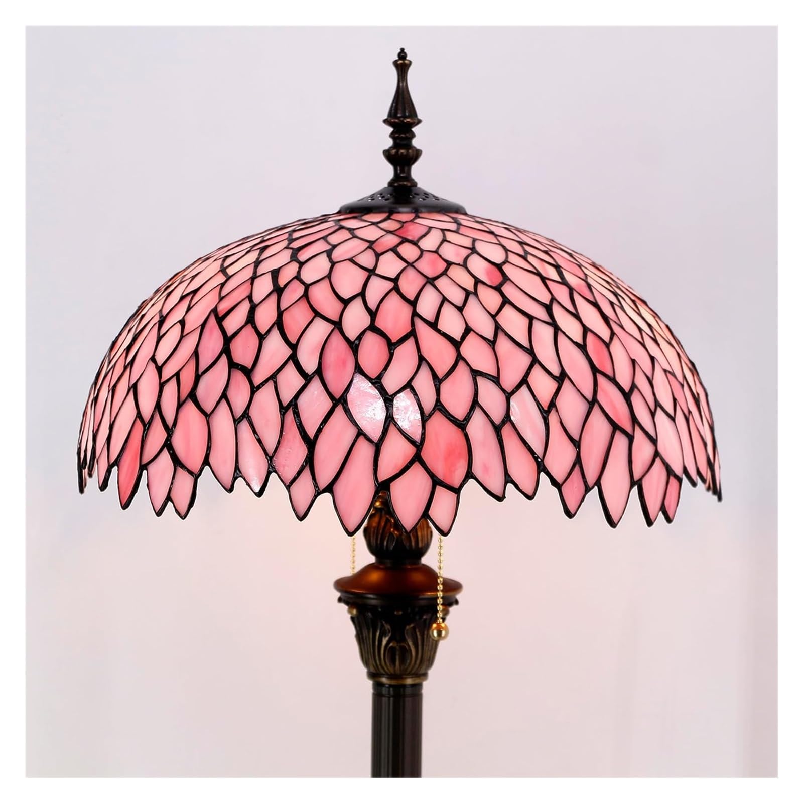Lampa Podłogowa Tiffany Różowy Wisteria Witraż Stojąca Lampka Do Czytania 16X16X64 Cali Lampa Narożna Słup W Antycznym Stylu