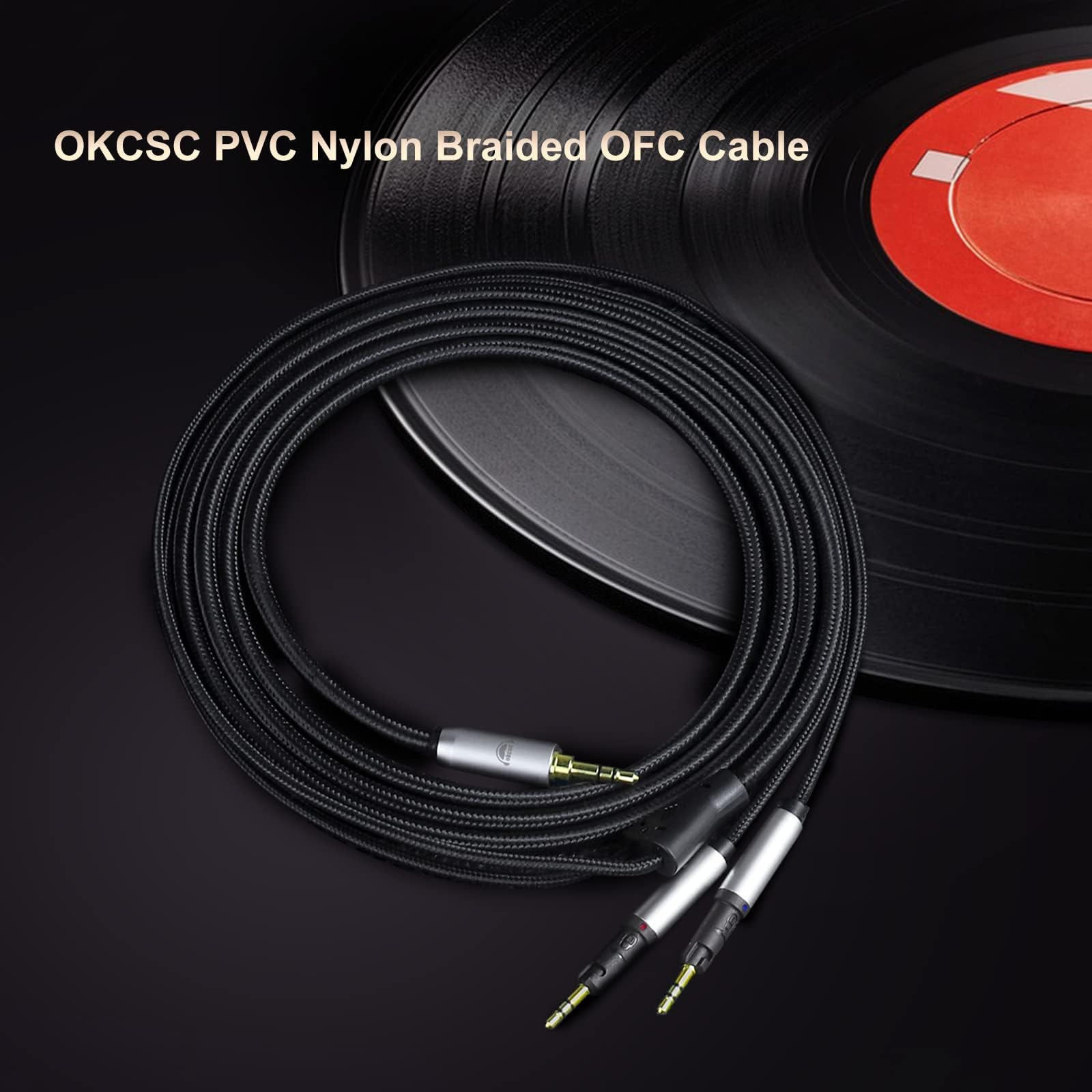okcsc Audio-Technica ATH-R70X R70XA Replacement Headphone Cable 4 Core PVC Nylon Braided OFC Cable 4.4mm Plug 6.5FT Length - Image 2