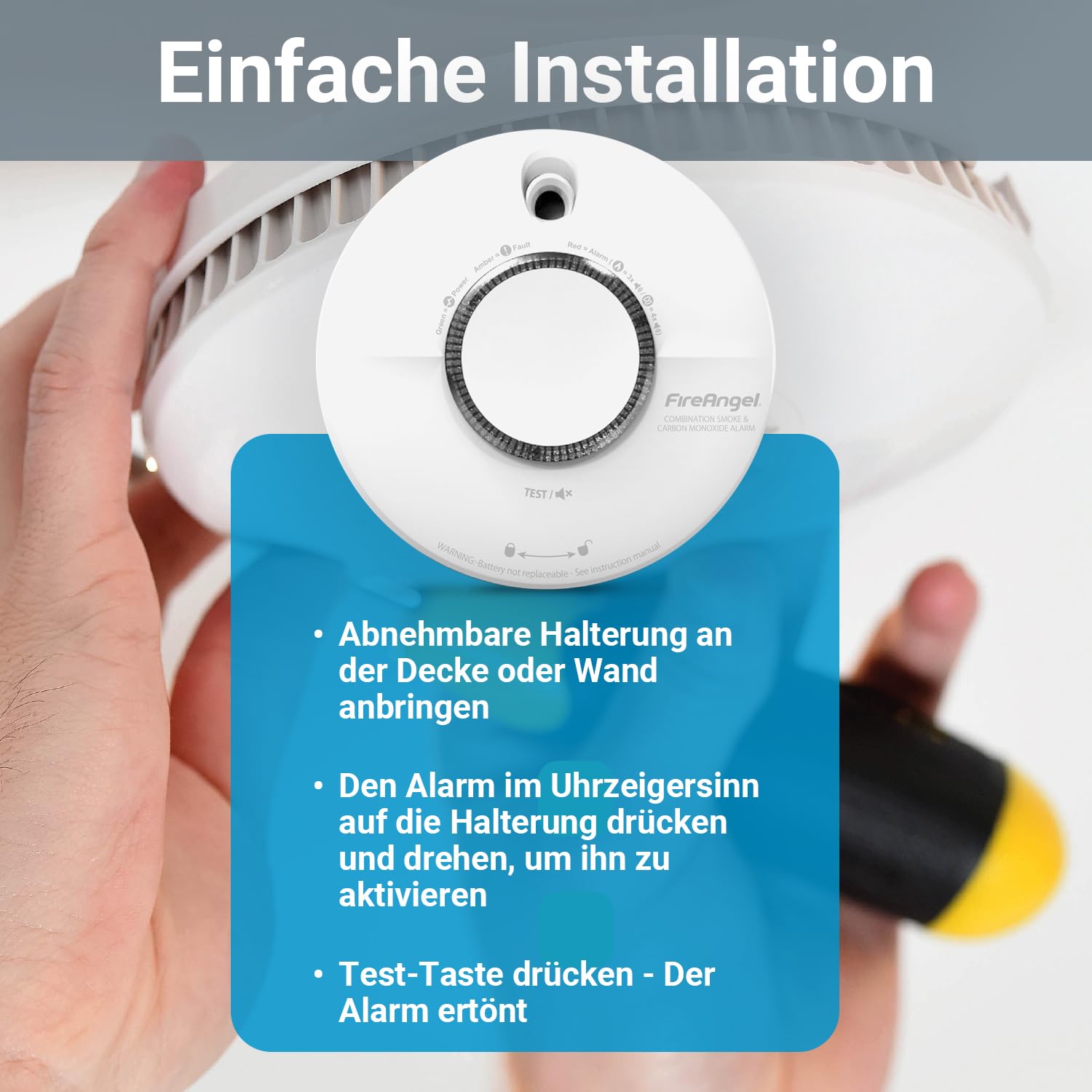 FireAngel SCB10-INT Kombinierter Rauch und Kohlenmonoxid Melder