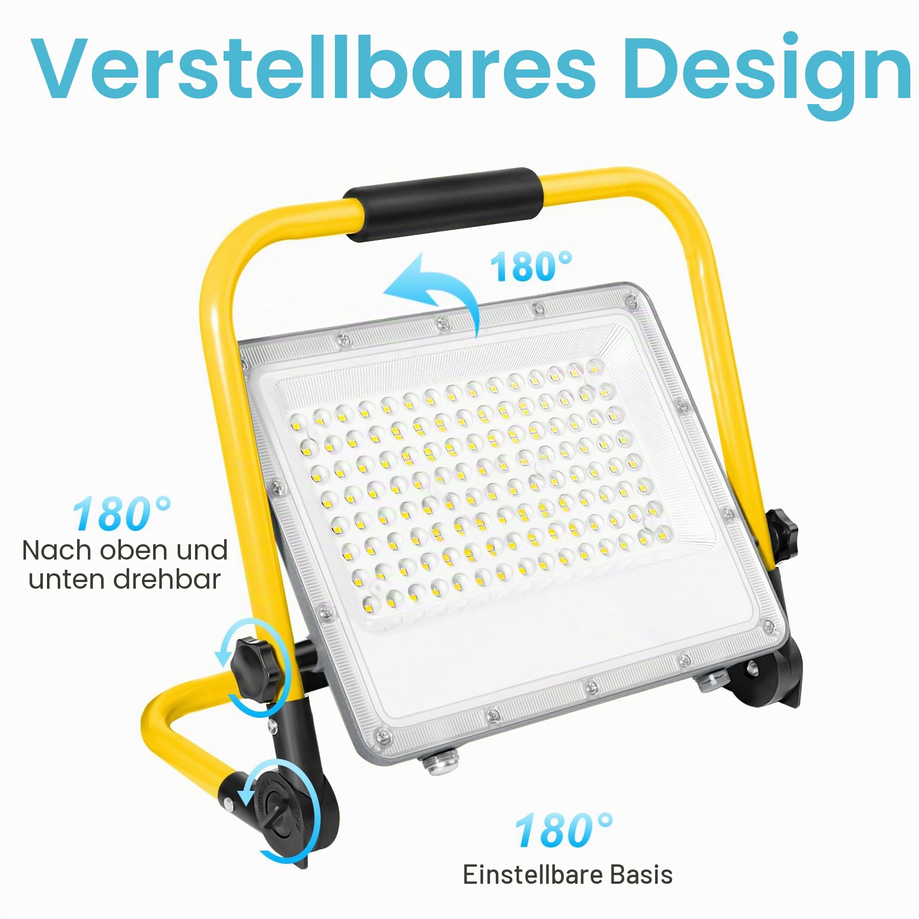 LED Baustrahler 200W 20000 Lumen 6500K Kaltweiß IP66 Wasserdicht mit Stativ 2m Kabel – Arbeitsleuchte für Baustelle, Hausrenovierung, Trockenbau Beleuchtung