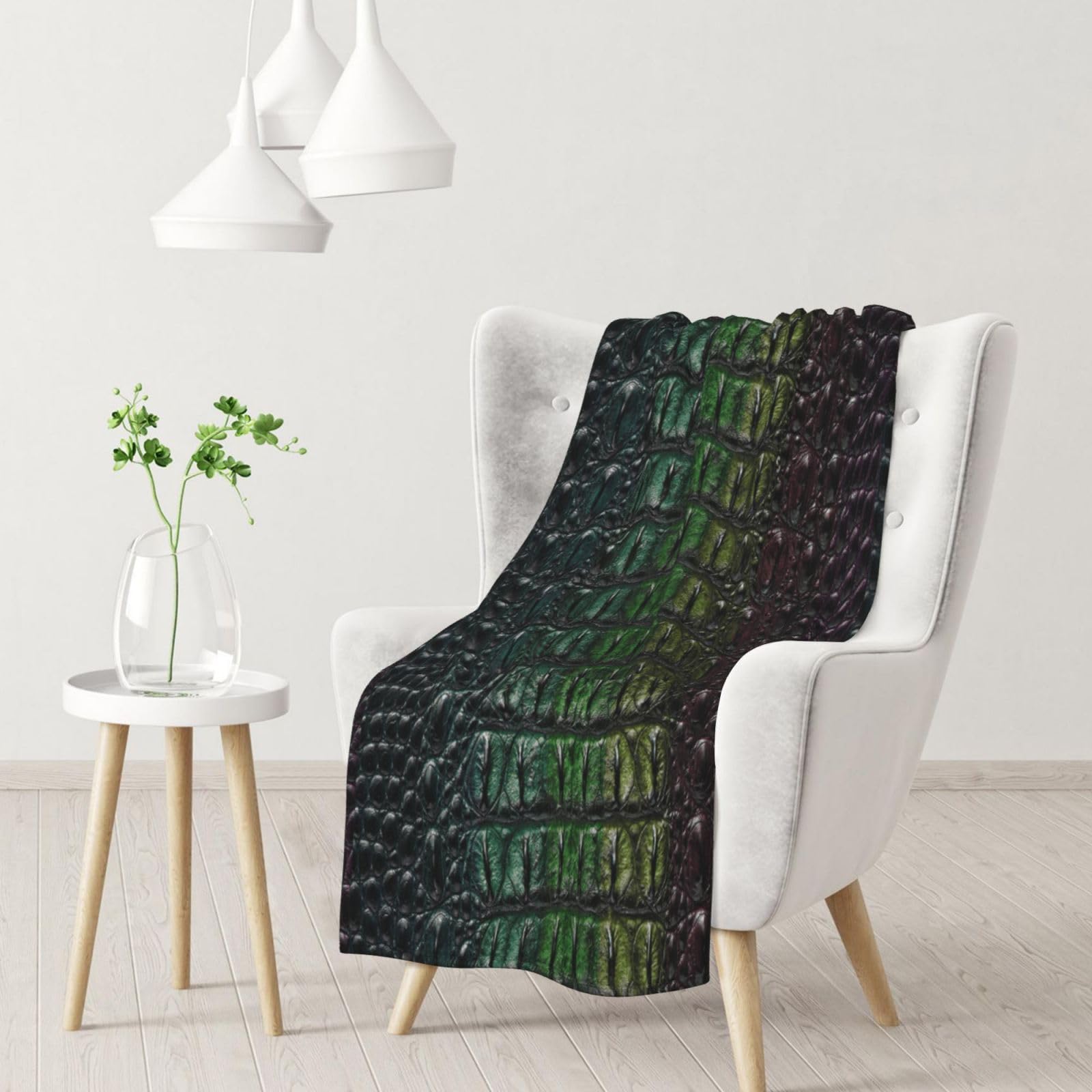 Inomak Unisex As Picture Freshwater Crocodile Bone Skin Animal,Soft Blanket Warm Anti-Pilling Flannel Plush Throw Blanket 76 X 102 Cm