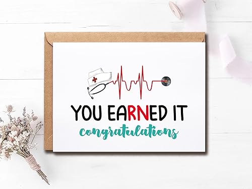 Miniatura 3 de EdgarGifts You Earned It Congratulations - Bonita tarjeta de graduación de enfermera - Tarjeta de felicitación de graduación Rn - Tarjeta de