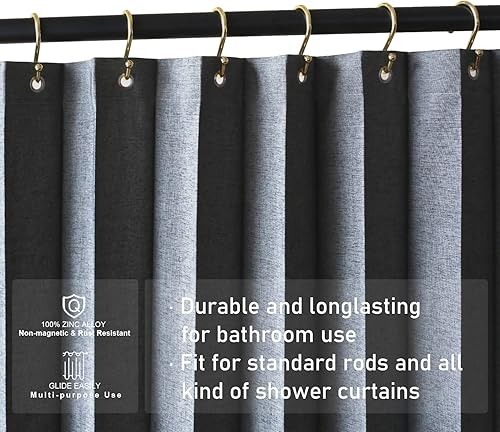 Miniatura 4 de Ganchos para cortina de ducha, juego de 12 anillos decorativos en forma de S a prueba de óxido, ganchos multiusos en S (dorado)
