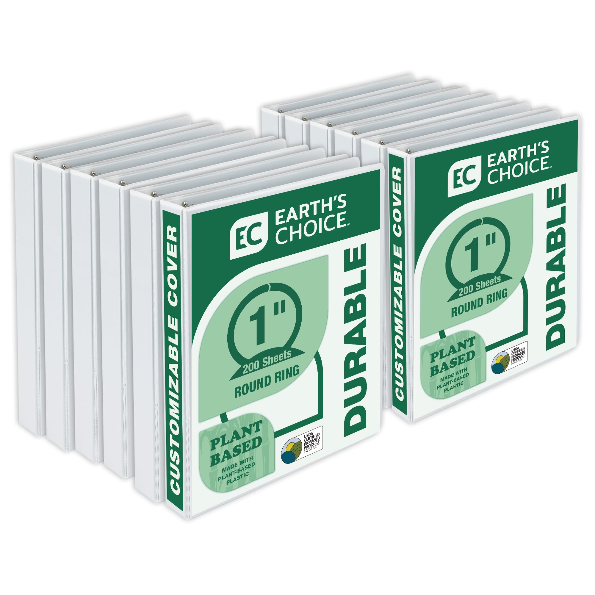 Samsill Earth's Choice 1 Inch Round Ring View Binder, Eco-Friendly and USDA Certified, White, Bulk Binder 12 Pack (MP128937)