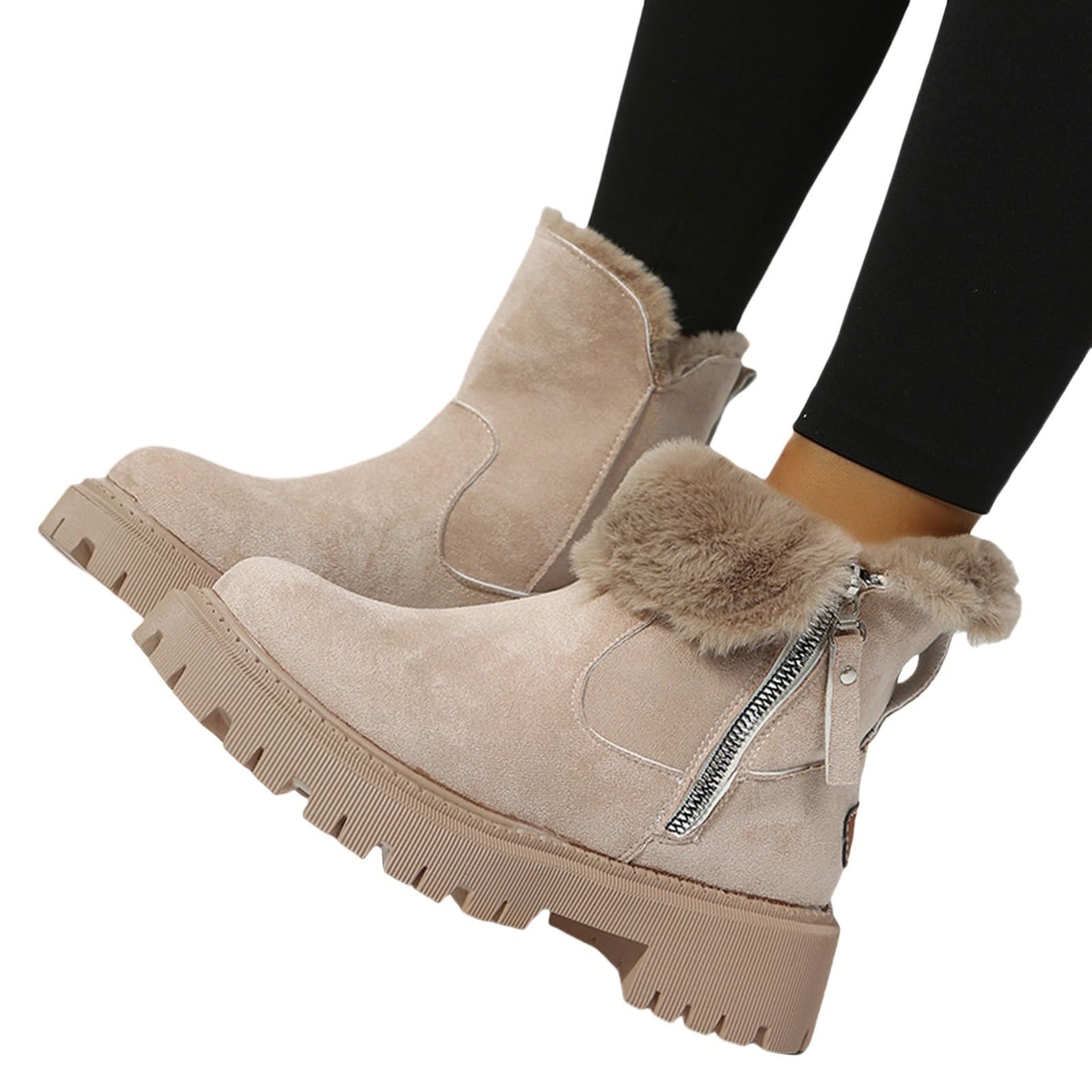 Botas de invierno para mujer, forradas de ante, botas de nieve, botas