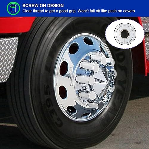 Miniatura 4 de Cubiertas de tuerca de 1.31 pulgadas de rosca para semirremolques, cubiertas de tuercas cromadas de ABS para semircamiones, ruedas de cubo de rosca
