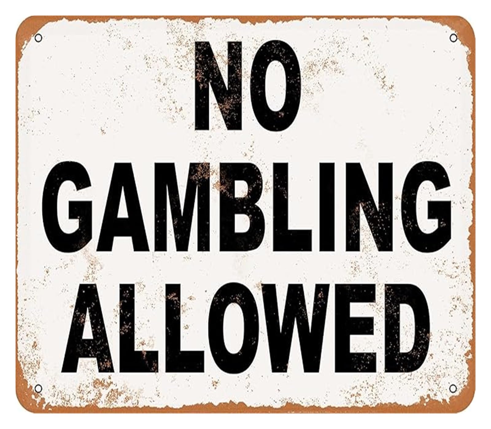 MQXFCZUX Vintage Prohibition Sign Retro Rustic Tin Sign Metal Wall-Art Gambling Not Allowed Notice for Decor 8 X 12 in